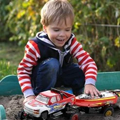 Outlet ❤️ Monster Truck Trailer & Speed Boat Friction Push Powered Hauler Play Set Outdoor Beach Sandbox Fun Toy Vehicle Adventure For Kids, Red Or Black Color 🧨 -Vehicles Online Shop 51BAub8xOQL