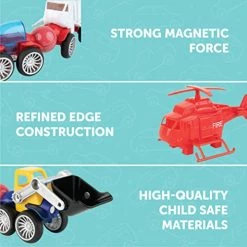 Budget 💯 LAY BRAINY Magnetic Emergency Vehicle Toy Set - 59Pcs Rescue Team & Car Toys For 3+ Year Old Boys & 👧 Girls For Safety & Disaster Management - Kids Toy Set With Fire Truck, Ambulance, Helicopter & More 😀 -Vehicles Online Shop 51BbRzq4RPL