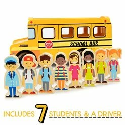 Best deal 😀 Back To School Bus Wooden Vehicle Play Set With 8 Character Figures, 7 Students, 1 Bus Driver By 😀 -Vehicles Online Shop 51BiGnhgfsL