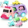 Best Sale 👏 Toys For 1 2 3 Year Old Girl, 5-in-1 Carrier Truck, Toddler Girl Toys, Friction Power Toy Cars With Light & Sound, 1 2 3 Year Old Girl Gifts 🎂 Birthday For Baby Girl Toys Pink Toys For 👧 Girls Cartoon Vehicles 🛒 -Vehicles Online Shop 51CGg9uJV5L