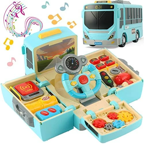 Outlet 😉 School Bus Toy With Sound And Light, Simulation Steering Wheel Gear Toy, Toddlers School Bus Toys With Music Education Knowledge Simulation Driving Bus Toys, For 1-3-5 Boys & 👧 Girls 🔔 8 Outlet 😉 School Bus Toy With Sound And Light, Simulation Steering Wheel Gear Toy, Toddlers School Bus Toys With Music Education Knowledge Simulation Driving Bus Toys, For 1-3-5 Boys & 👧 Girls 🔔 - Image 6