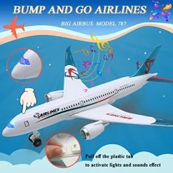 Deals ❤️ Airplane Toys Bump And Go Airlines Die Cast Metal Model Plane Toy With Lights And Sounds For Kids LightBlue 😉 -Vehicles Online Shop 51Ce84dc5kL