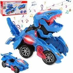 Promo 🧨 Transforming Dinosaur Toys, Transforming Dinosaur Car, Automatic Transform Dino Cars With Music And LED Light, Transform Car Toy For Kids Boys 👧 Girls, 🎄 Christmas 🎂 Birthday Gifts For Kids (Red) 🔔 -Vehicles Online Shop 51DGPdqWkL. AC