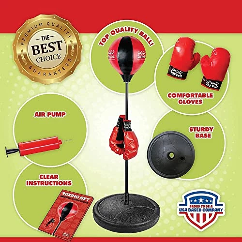 Wholesale ⌛ Punching Bag For Kids And Adults Boxing Set With Adjustable Standing Base, Boxing Gloves, Hand Pump Red & Black 😍 5 Wholesale ⌛ Punching Bag For Kids And Adults Boxing Set With Adjustable Standing Base, Boxing Gloves, Hand Pump Red & Black 😍 - Image 3