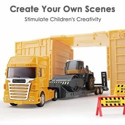 Outlet 👏 Kids Construction Toys Truck Set, Boys Engineering Vehicle Playset, Crane Transport Trailer, Bulldozer Forklift For Sandbox Site, 🥳 Birthday Gift For Age 3 4 5 6 Year Old Toddler Child ⌛ -Vehicles Online Shop 51DkESWJlyS