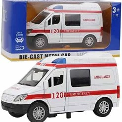 Flash Sale 🔔 Ambulance Toy, 1:32 Mini Alloy Ambulance Car With Sound And Light Effect Vehicle Toy For 2 3 4 5 Year Old Boy Gifts (Blue) ✔️ -Vehicles Online Shop 51F5v5mIxYL. AC 1