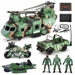 Top 10 🔔 JOYIN 10-in-1 Army Helicopter Toys, Boys Military Toys, Including Helicopter With Realistic Light, Sound & Handle, Bruder Trucks, Boat, Motorcycle, Army Men Action Figures And Weapon Gears, Kids Gifts 🧨 -Vehicles Online Shop 51FNX52EnRL