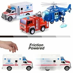 Best Pirce ✨ 13Pcs Ambulance Toys, City Emergency Truck Toy Set With Fire Truck, Ambulance, Helicopter, Action Figures, Friction Powered Vehicles With Light And Sound, Boys 👧 Girls Gifts For 1-8 Years 🔔 -Vehicles Online Shop 51FWyJx1rnL