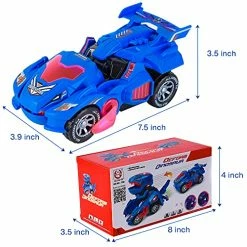 Deals 🤩 Transforming Dinosaur Car Toys, Transforming Dinosaur LED Car With Light And Music, 2 In 1 Automatic Dinosaur Transform Car Toy, Dinosaur Transformer Toy For Kids (Blue) Blue-1 🥰 -Vehicles Online Shop 51GItoVeE1L