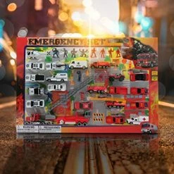 Buy 🧨 Diecast Emergency Toys Playset – Includes Play Mat, Cops And Firefighter Figures, Ambulance, Police Cars, Fire Truck, Cones, Vehicles - 46 Pieces ✨ -Vehicles Online Shop 51GX2NH8enL