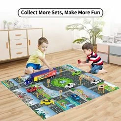 Flash Sale ⭐ Diecast Racing Cars Toy Set W/ Activity Play Mat, Truck Carrier, Alloy Metal Race Model Car & Assorted Vehicle Play Set For Kids, Boys & 👧 Girls 😉 -Vehicles Online Shop 51Gd2caavYL
