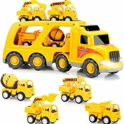 Wholesale 🛒 Construction Truck Toys For 3 4 5 6 Years Old Toddlers Kids Boys And 👧 Girls, Car Toy Set With Sound And Light, Play Vehicles In Friction Powered Carrier Truck, Small Crane Mixer Dump Excavator T 👍 -Vehicles Online Shop 51GxUkCSbyL. AC