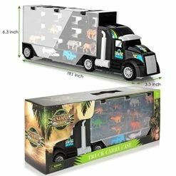 Flash Sale 🧨 Dinosaur Transport Truck, Carrier Toy Car With Dinosaurs Wild Life Car Helicopter, Portable Handle Best Dinosaur Toy For Boys 👧 Girls Age 3+(Black) 🔥 -Vehicles Online Shop 51H4OiW2BAL