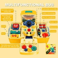 Budget 🔥 I-Tech School Bus Toy With Sound Light For Kids, Simulation Steering Wheel Gear Driving Yellow School Bus Education Knowledge Gift For Preschool Toddler Boys 👧 Girls Age 3-8 ✨ -Vehicles Online Shop 51HyT2ZJZxL