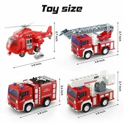 Cheap 🎁 4 Pack Friction Powered City Fire Rescue Vehicle Truck Car Set Including Helicopter, Boom Lift Truck,Ladder Fire Truck, And Fire Engine, With Light And Sounds / Sirens ❤️ -Vehicles Online Shop 51IVmH4qFfL