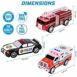 Deals 🤩 3-in-1 True Hero Emergency Rescue Vehicles Kids Toy Cars Playset - Ambulance, Fire Truck And Police Car With 3-Button LED Light And Sound Effec 🧨 -Vehicles Online Shop 51IrD4g5j1L