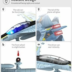 Best Sale 👍 Airplane Toy For Boys, Geyiie Metal Plane Vehicle Playset, Mini Airplanes With Light, Pull Back Fighter Toy For Boys Toddler Kids 3 4 5 6 Years Old Smoky Gra 🌟 -Vehicles Online Shop 51JLbFEj3sL