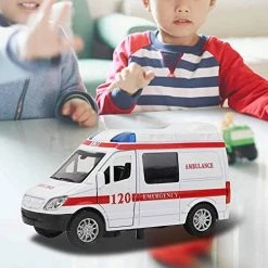 Budget ⌛ Mini Ambulance Toy Hospital Ambulance Toy 1:32 Stimulation Alloy Ambulance Car Sound And Light Model Toy Vehicle(Red) 🔔 -Vehicles Online Shop 51K7zxmsmLL. AC
