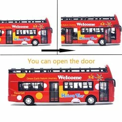 Cheap 😉 City Bus Sightseeing Double Decker Bus Model Open Top Pull Back Toy Die Cast Pull Back Vehicles Mini Model Car Lights And Music (Red) 🎉 -Vehicles Online Shop 51KOYWG75FL