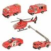 Hot Sale 🥰 Fire Emergency Race And Rescue Vehicles - Mini Die-cast Metal Miniature Model - Aerial Ladder Firetruck, Rescue Helicopter, Water Tank Fire Engine,Patrol Car,Commander Center ( Pack Of 5) 🎉