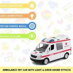 New 👍 Police & Ambulance Car Set For Boys & 👧 Girls Friction Powered , With Lights And Sirens 🎉 -Vehicles Online Shop 51LIFEnsh3L
