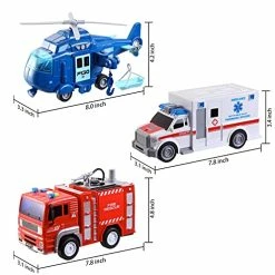 Best Pirce ✨ 13Pcs Ambulance Toys, City Emergency Truck Toy Set With Fire Truck, Ambulance, Helicopter, Action Figures, Friction Powered Vehicles With Light And Sound, Boys 👧 Girls Gifts For 1-8 Years 🔔 -Vehicles Online Shop 51MGM35i6HL