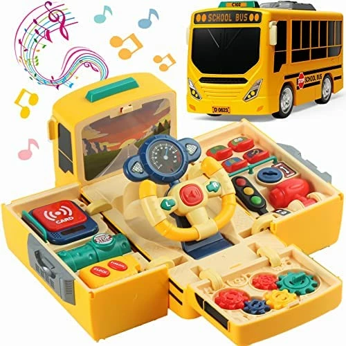 Outlet 😉 School Bus Toy With Sound And Light, Simulation Steering Wheel Gear Toy, Toddlers School Bus Toys With Music Education Knowledge Simulation Driving Bus Toys, For 1-3-5 Boys & 👧 Girls 🔔 9 Outlet 😉 School Bus Toy With Sound And Light, Simulation Steering Wheel Gear Toy, Toddlers School Bus Toys With Music Education Knowledge Simulation Driving Bus Toys, For 1-3-5 Boys & 👧 Girls 🔔 - Image 7