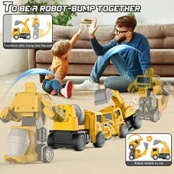 Deals 🎁 Construction Toys For 3 4 5 6 Year Old Boys, Transform Robot Kids Toys, Friction Powered Toy Trucks Vehicles Toddler Toys Cars Gifts For Boys Kids Aged 3+ (Set Of 4) Yellow 👏 -Vehicles Online Shop 51Ng9GMpkIL