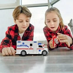 Promo 😍 Ambulance Toys For Kids 3-12 Years Old, Electric Ambulance Toys - With Bright Flashing 4D Lights And Real Sounds For Boys & Girl Ages 3+ Miracle Gift Toy (White) (HC034) 🌟 -Vehicles Online Shop 51NtoV5wZCL