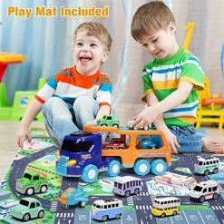 Wholesale 💯 14PCS Toy Trucks Car For 2 3 4 5 Year Old Toddlers Boys 👧 Girls, Transport Car Carrier Truck Pull Back Vehicles Toys, Car Trucks Toys With Light, Music & Play Mat, ❄ Christmas 🎂 Birthday Gifts For Kids 🎁 -Vehicles Online Shop 51O5KwanDLL