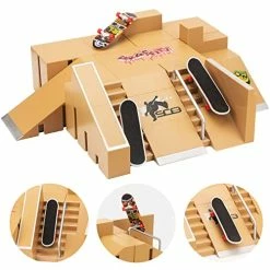 Flash Sale 🛒 Fingerboard Skatepark With 3 Finger Skateboards, Customizable And Buildable Fingerboard Ramps With 8pcs Parts, Mini Finger Skate Park Kit For Kids, Toys Gifts For Boys And 👧 Girls Ages 6 And Up 🔔