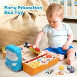 Best deal ❤️ Bus Car Toy For Toddler, Kids Play Bus With Steering Wheel Toy, Sound And Light, Music School Bus Toy, Educational Bus Driving Toy Gift For Boys & 👧 Girls 🔥
