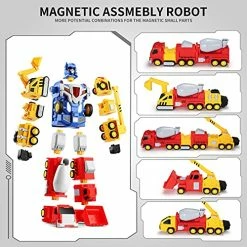 Cheapest 🎉 Toys For 3 4 5 6 7 Year Old Boys - Construction Vehicles Transform Robot Kids Toys, STEM Building Toddler Toys For Kids Ages 4-8 W/ Pull-Back Toys, 5-in-1 Trucks Gifts For Boys 👧 Girls ✨