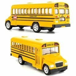 Outlet 🎉 Diecast Yellow School Bus Toy Cars For Kids - 5 Inch Pull Back Car With Opening Doors And Rubber Tires 🔔 -Vehicles Online Shop 51QDT5ISP6L