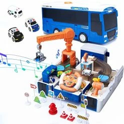 Buy 🌟 Race Track Car Adventure Bus Toys, Tranforming Bus With Sound And Light Simulation Steering Wheel,Vehicle Toy Gift For 3 4 5 6 7 8 Year Old Kids Boys 👧 Girls, B 🎉