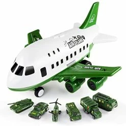 Flash Sale 💯 Toddler Airplane Toy Set And 6 Free Military Diecast Vehicles, Toy Airplane For Toddlers As Child's Day Gifts And 🥳 Birthday Gifts For Kids Age 3 4 5 6 7 Years Old Boys And 👧 Girls Grey ✔️