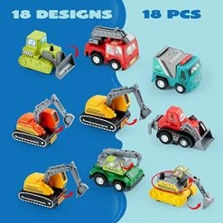 New ๐ 18 Piece Pull Back Car Assorted Mini Truck Model Car, Friction Powered Race Cars Vehicle Set For Toddlers, Boys, And ๐ง Girlsโ Educational Pretend Play ๐