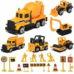 Wholesale 😀 19 Pack Construction Toys，Mini Diecast Cars Play Sets Dumper,Bulldozers,Forklift,Tank Truck,Asphalt Car,Excavator,Engineering Worker,Construction Traffic Sign Set Toy For Kids Boys And Girl 👏