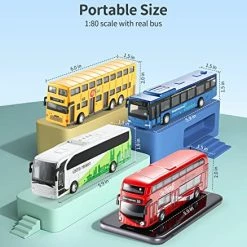 Budget 👍 EYIIE Bus Toys Cars Set, Kids Die-Cast Metal Cars For Boy 3-8 Years Old , Pull Back Car City Bus 1:80 Scale Double Decker London Vehicles, Friction Powered Cars Play Toys Gift, 4 Pack ✨ -Vehicles Online Shop 51T36NMfIiL