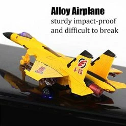 Coupon ✨ Toy Airplane Model Planes Alloy Pull Back Fighter For Boys With Flashing Lights, Real Jet Sound (Yellow) 🛒