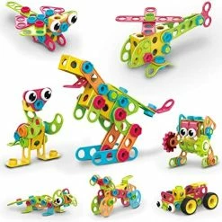 Best Sale 😀 STEM Learning Toys 250 Piece Building Block Kids Construction Engineering Kit Toy Blocks Children Early Education Playset W/ Free IdeaBook, Power Drill, Clickable Ratchet, Age 3+ PTN250 👏 -Vehicles Online Shop 51TivckQdBL. AC