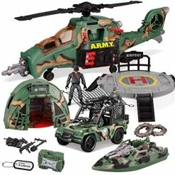 Best Pirce ⌛ JOYIN 10-in-1 Jumbo Military Combat Helicopter Toy Set With Military Vehicle Toys And Military Action Figures, Realistic Lights And Sounds, For Combat Toys Imaginative Play 🔔