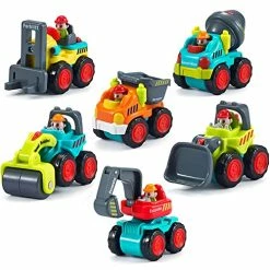 New 😍 6 Pcs Construction Vehicle Toy Trucks Push And Go Pocket Size Sliding Cars For Baby Toddlers Over 18 Months - Bulldozer, Cement Mixer, Dumper, Forklift, Excavator And Road Roller Gift S 😉