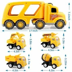 Wholesale 🛒 Construction Truck Toys For 3 4 5 6 Years Old Toddlers Kids Boys And 👧 Girls, Car Toy Set With Sound And Light, Play Vehicles In Friction Powered Carrier Truck, Small Crane Mixer Dump Excavator T 👍 -Vehicles Online Shop 51Ul6jCkmaL