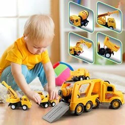 Wholesale 🛒 Construction Truck Toys For 3 4 5 6 Years Old Toddlers Kids Boys And 👧 Girls, Car Toy Set With Sound And Light, Play Vehicles In Friction Powered Carrier Truck, Small Crane Mixer Dump Excavator T 👍 -Vehicles Online Shop 51V5D8sLpaL
