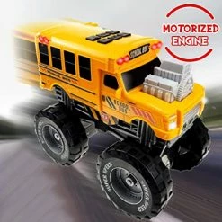 Best Sale ⌛ School Bus Monster Truck Toy Kids Electric Motor Vehicle With Button Activated Motorized Drive, Sounds And Flashing Ligh 🥰 -Vehicles Online Shop 51V7RAuXraL