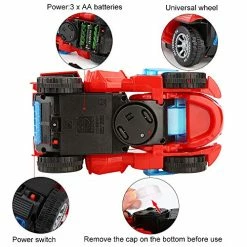 Promo 🧨 Transforming Dinosaur Toys, Transforming Dinosaur Car, Automatic Transform Dino Cars With Music And LED Light, Transform Car Toy For Kids Boys 👧 Girls, 🎄 Christmas 🎂 Birthday Gifts For Kids (Red) 🔔 -Vehicles Online Shop 51VHoq2tmJL