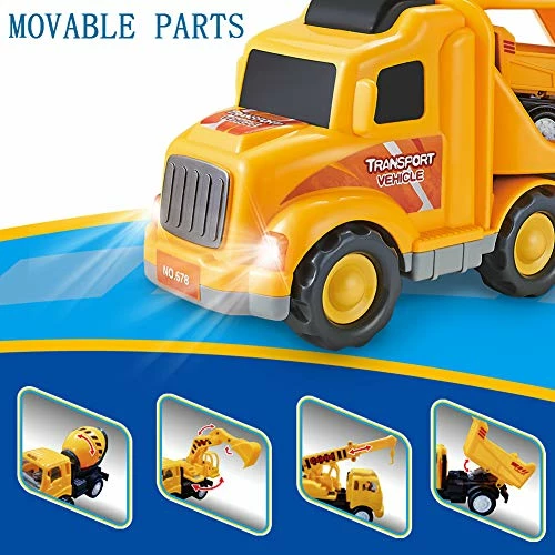 Best Sale ๐ Construction Truck Toys For 3 Years Old Boys Kids Toddlers, Vehicles Toy Set With Light And Sound, Large Transport Cargo Truck, Small Excavator, Crane, Mixer, Dumper Truck 5 In 1 Playset ๐คฉ 6 Best Sale ๐ Construction Truck Toys For 3 Years Old Boys Kids Toddlers, Vehicles Toy Set With Light And Sound, Large Transport Cargo Truck, Small Excavator, Crane, Mixer, Dumper Truck 5 In 1 Playset ๐คฉ - Image 4
