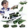 Hot Sale ⌛ Airplane Toys Set, Transport Cargo Airplane And 6PCS Mini Army Vehicles, Military Vehicle Play Set 🥳 Birthday Gift For Kids Toddlers Boys 3 4 5 6 Years Old 🔥