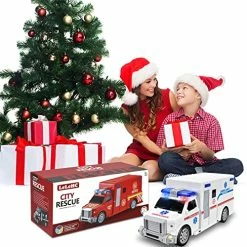 Promo 😍 Ambulance Toys For Kids 3-12 Years Old, Electric Ambulance Toys - With Bright Flashing 4D Lights And Real Sounds For Boys & Girl Ages 3+ Miracle Gift Toy (White) (HC034) 🌟 -Vehicles Online Shop 51VebFo0svL